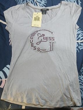 Guess Lavender Short Sleeve Tee with Crystal 'G' Logo